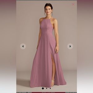 David’s bridal chiffon high-neck a-line bridesmaid dress